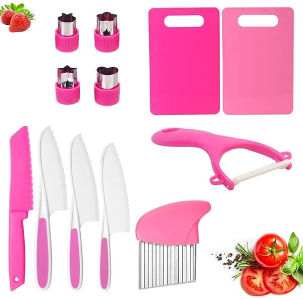 12-delt sæt - Børneknivsæt - Pink