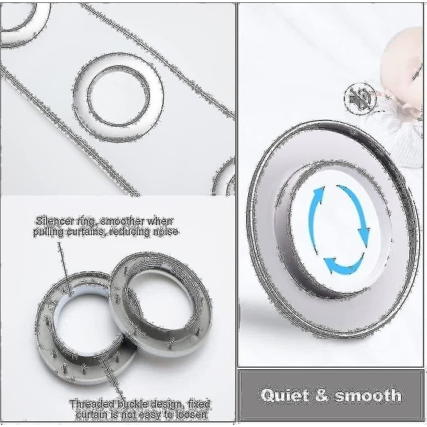 50 st plast gardinringar Gardinringar 40mm Plastringar Ringar för gardinstång Silver Plastringar för gardinfönster Duschkläder