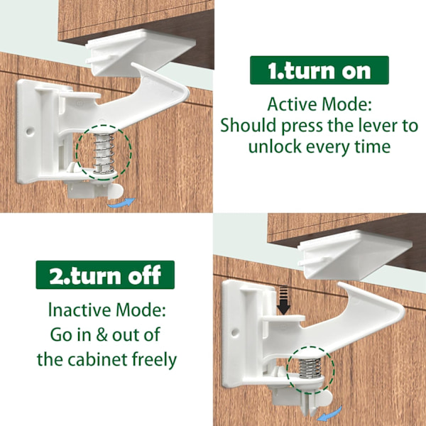 12 Pakk Skapslåser Barnesikring, Babysikring Skuffelåser med Lim, Enkel Installasjon, Ingen Boring Kreves, Hvit