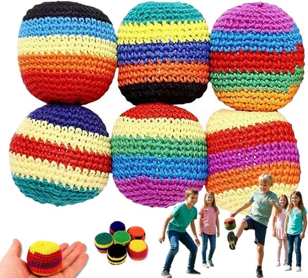 Pakke med 6 heklede bomullsposer, 6 cm, stil 1