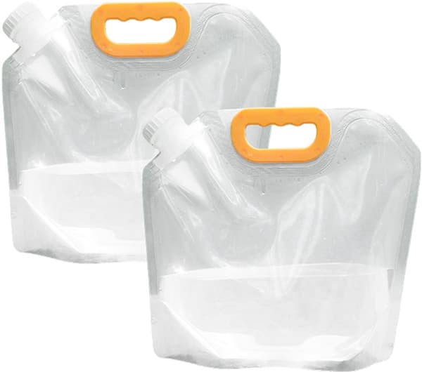 Sammenfoldeligt udendørs vandopbevaringsposesæt (2 stk.), 2,5L, til nødvandopbevaring under camping, blå.