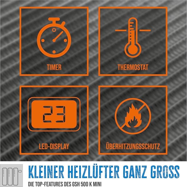 ING Mini plug-in varmelegeme, PTC keramisk varmeelement, 90° drejelig strømstik, timerfunktion, LED-display, justerbar