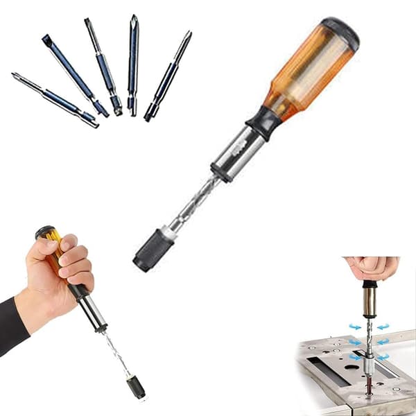 Push Pull Ratschmejsel Justerbar Spiralratschmejsel med 5 Udbytbare Hoveder
