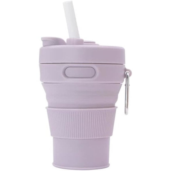 Kasaannetta Camping-Muki Oljella, Silikoninen Taittuva Kahvimuki, Urheilupullo, Kannettava Matkustus Ulkoilu Auto 450ml 16oz Violetti