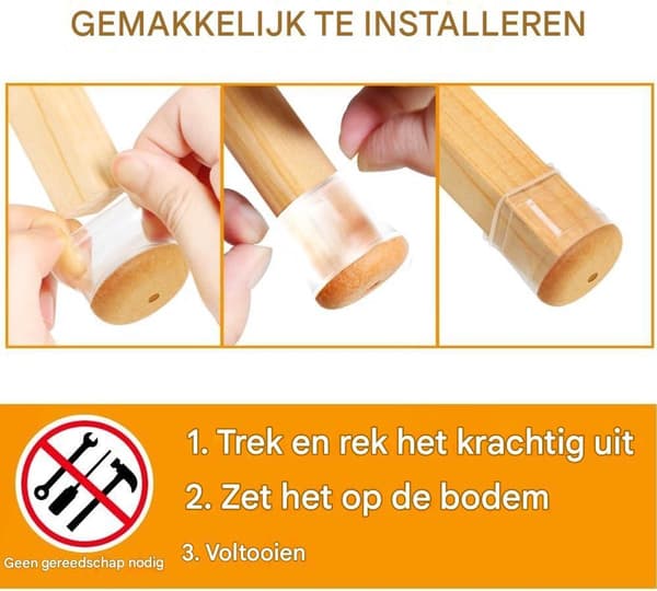 Silikone filtdutter til stoleben, 16-pak; lydløs og ridsefast gulvbeskyttelse.