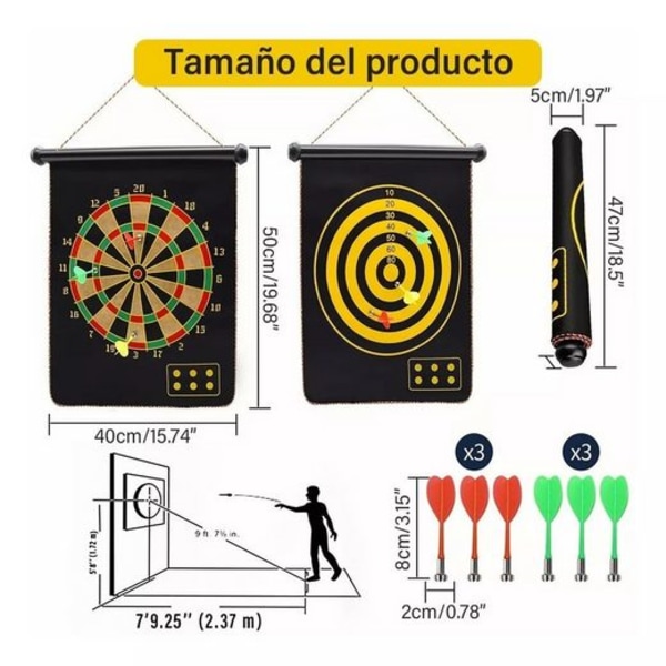 Darttavla Darttavla Professionell Set Magnetisk Dubbelsidig med 6 Dart