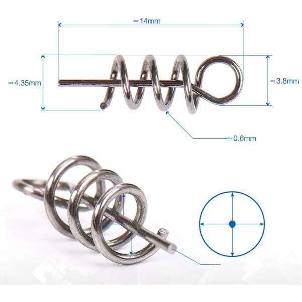 50 stk Sølv Fiskekrok Sentreringspinn Fjær Vridlås for Myk Agnsfisk Crank Terminal Takling og Tilbehør Sølv 1