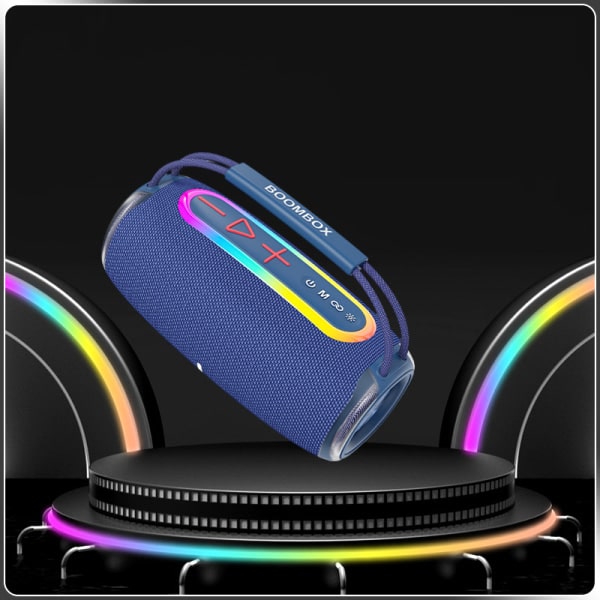 Bärbar Bluetooth-högtalare, IP7 Vattentät Trådlös Högtalare Högt Stereoljud, FM-radio, RGB-lampor, Djup bas, 100ft Bluetooth-räckvidd - Blå