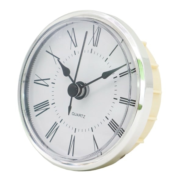 2,8 tommer/70 mm urkasse rund kvartsbevægelse ur hvidt ansigt sølvfarvet bezel romertal passer til 63 mm huldiameter