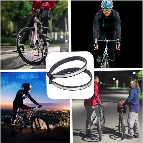 ING Cykelbukseclips, Reflekterende Bukseclips, 2 Par, Grøn & Grå