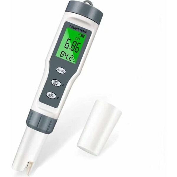 PH-mätare, 3-i-1 Elektronisk Pool PH-mätare, TDS-mätare Temperatur, Vattenkvalitetsmätare med LCD-display och Hög Noggrannhet