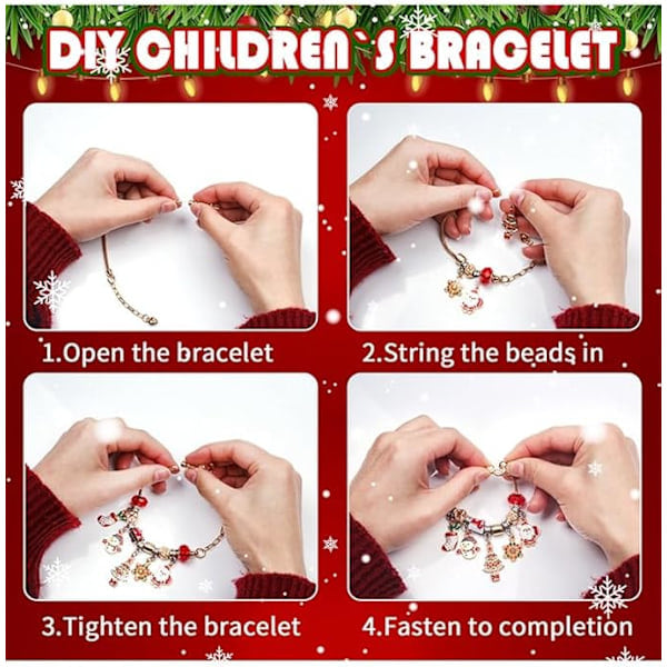 Julekreativ Blind Box Armbånd, Armbånd DIY, Puslespil Gaveæske Sæt, Jule Blind Box Armbånd Velegnet til Børn og Voksne F&Q stil 4