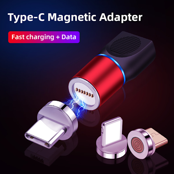 USB Type C Magnetisk Adapter 360° Rotationsbar Magnetisk Telefonkabeladapterkontakt