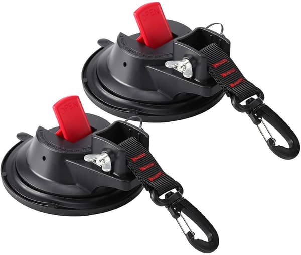 Stora sugkoppskrokar (2-pack), starkt sug, för att fästa husbilstält och markiser.