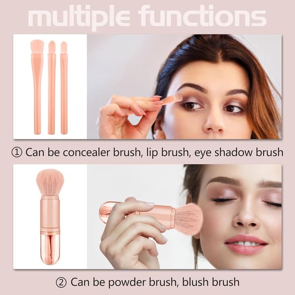 Makeup Sæt - 4 Dele - Khaki Børste - Bærbar