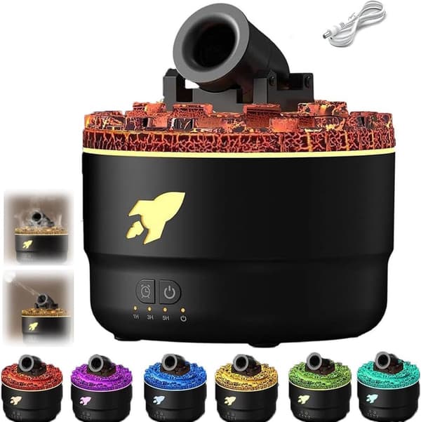 Luftfukter -2 spraymoduser-stillegående luftfukter-280ML-LED-lys-Duftspreder- Kanonluftfukter (svart)