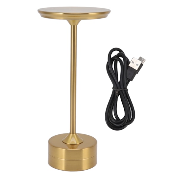 Sladdlös bordslampa Uppladdningsbar 2000mAh 3 nivåer Ljusstyrka Bärbar USB C LED metall sänglampa guld