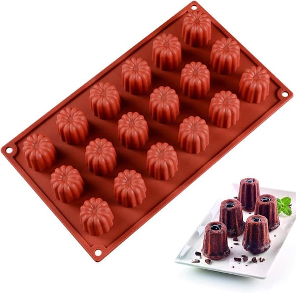 18 X Silikon Mini Cannelé Form - Canele Bakform - Silikon Bakform - Diameter 3,5 mm - Non-stick - Canele Formar - Cannelé Muffin Formar