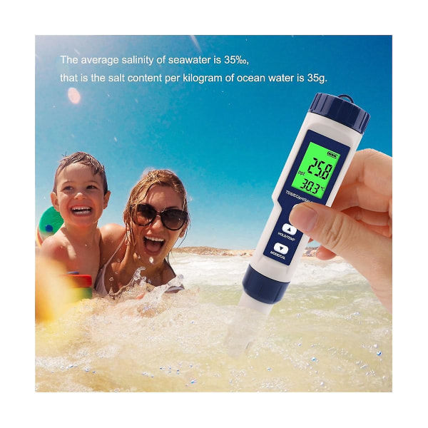 5-i-1 Digital Vandkvalitetsmåler TDS/EC/pH/Salinitet/Temperaturmåler til Pool Akvarier Drikkevand ([HK])