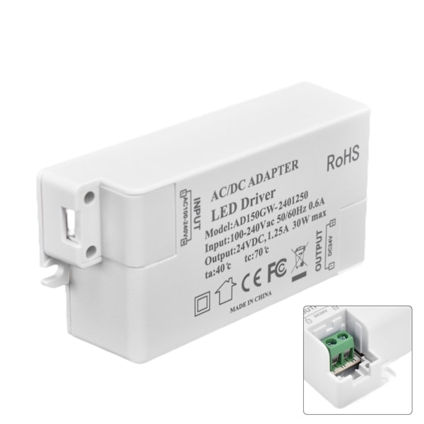 30W DC 24V 1.25A LED-drivr konstant spänning professionell LED-ljusomvandlare AC 100‑240V