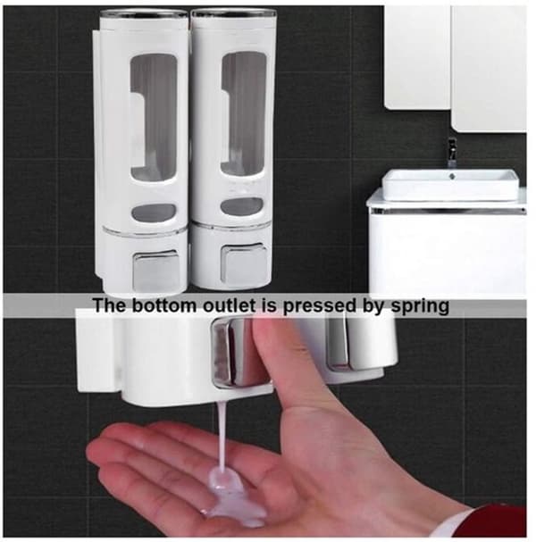 Opvaskemiddeldispenser, vægmonteret sæbedispenser - 2 kamre - 400 ml
