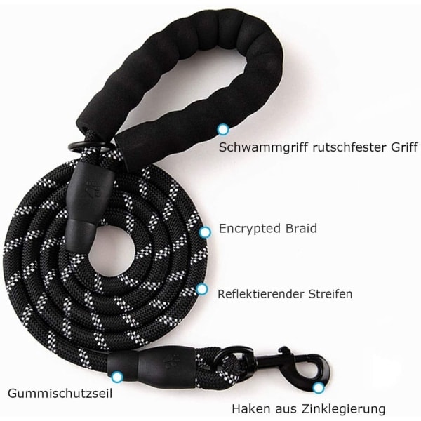 1,5 m nylon hundeleash Reflekterende polstret sikkerhedsleash