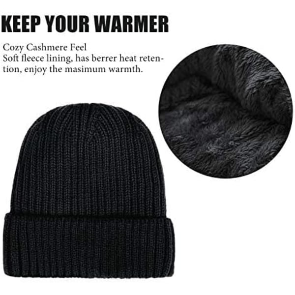 2-pack Slouch Beanie Stickad Beanie Vinter Beanie Herr Dam Varm Vinter Beanie Med Fleecefoder Unisex Återanvändbar A3 A3