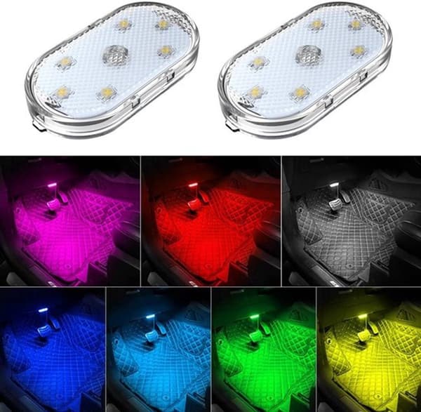 4 sæt indvendig LED-belysning - 7-farvet bilambientebelysning