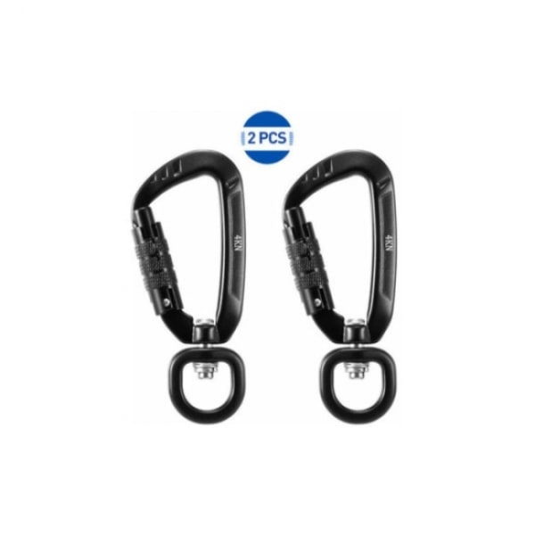 360° roterende karabinhage, 4Kn, 2 stk, sort