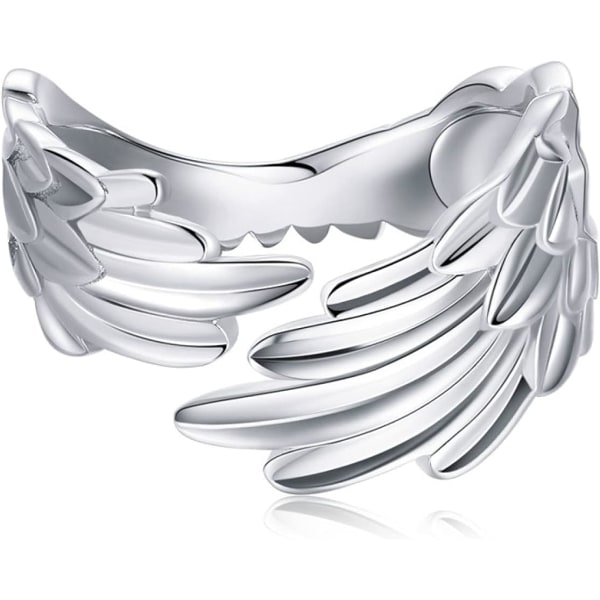 925 Silver Angel Wing Finger Ring Open Rings Adjustable Woman