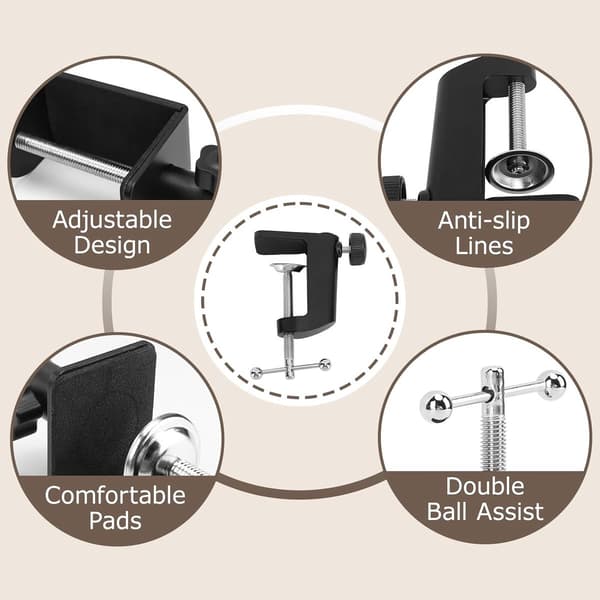C-formet skrivebordsstativ - justerbar C-formet skrivebordslampeclips i aluminium