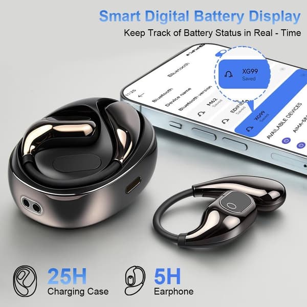 Bluetooth-översättningsheadset, Bluetooth 5.4 öppen baksida, stöder 144 språk, 25 timmars uppspelning, lämplig för resor och affärer.