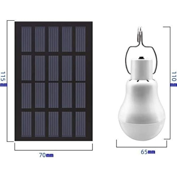 Solcelled LED-lys pære Bærbar solcellelampe med solcellepanel for hage, uteplass, innendørs, utendørs, fotturer, camping, telt, fiskebelysning