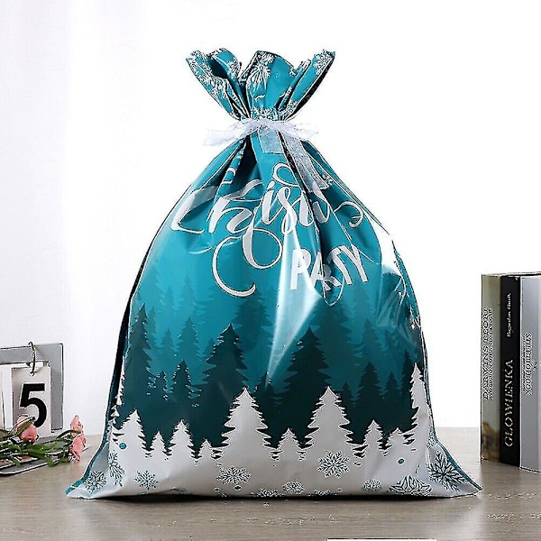 10 stk Juleposer Gjenbrukbare Store Julegaveposer Snøring Gavepose (Blå 44*57cm)