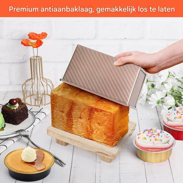Non-stick brödform med lock, 600g brödbakning, svart