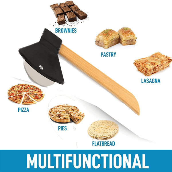 Pizzakutter - Svart med rustfritt stål blad - Slitesterk og ergonomisk pizzaskjærer