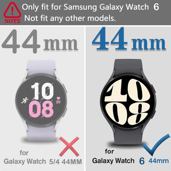 Samsung Galaxy Watch 6 44 mm:n kotelo, 2-in-1-suunnittelu, täyspeite Galaxy Watch 6 44 mm (2023) TPU-kotelo näytönsuojakalvolla Samsung Smart Watch 6 44 mm:lle