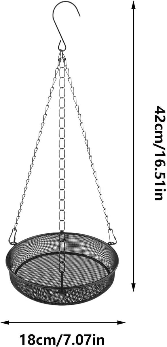 Fuglefoderbræt - Havefoderhus - Fodring af fugle - Fint metalnet - 19.99 x 19 x 3.99 cm - Sort