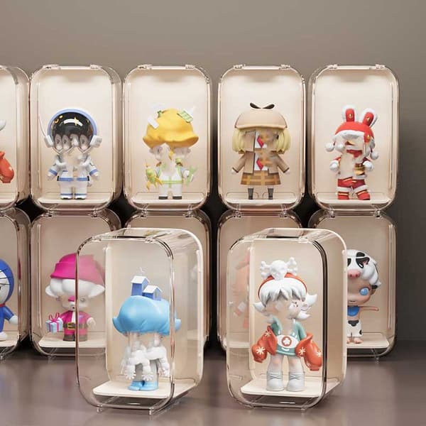 Akryl dammtät figurvitrin, 30,3×8×10,5cm, för samlarförvaring, transparent.