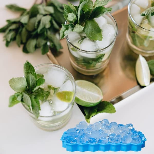 Honeycomb silikone isterningebakke sæt (4 stk., 37 rum med låg, nem at afforme, blå)