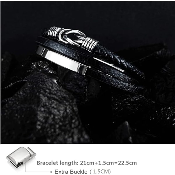 Flätat Läderarmband för Män - Äkta Läderarmband - Snygg och Hållbar Accessoar för Vardagsbruk