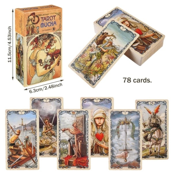 78 retro tarotkort med fargede esker