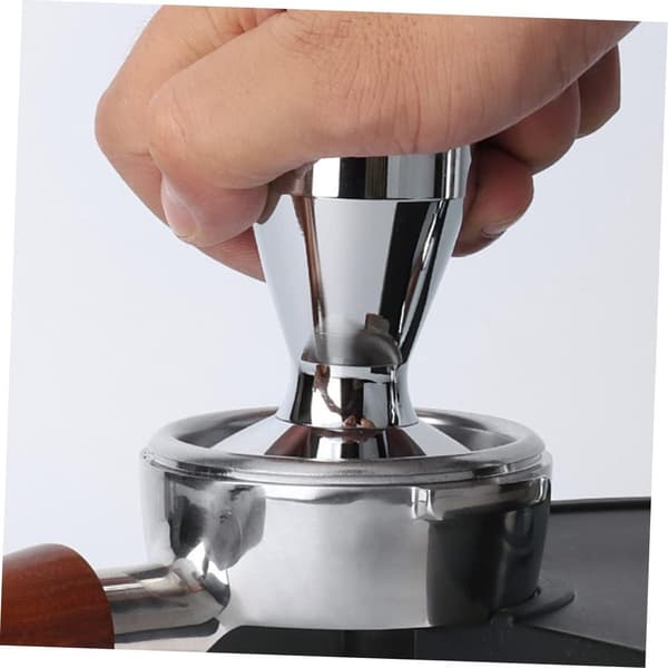 Kaffetamper, espressobønnetamperbase i rustfrit stål, espressotamper (sølv (49 mm))