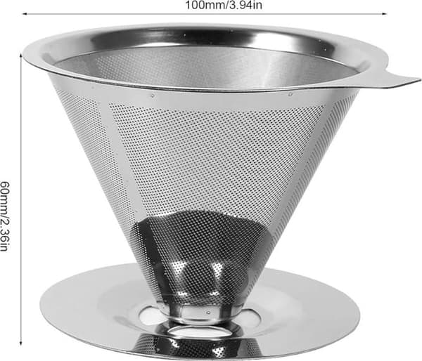 Kaffefilterholder - dobbeltlagsfilter - rustfritt stålnett
