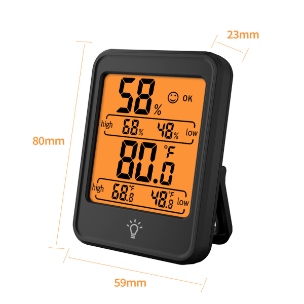 Indendørs Temperatur- og Luftfugtighedsmåler, Digital Display Termometer, Sort, Præcise Af aflæsninger