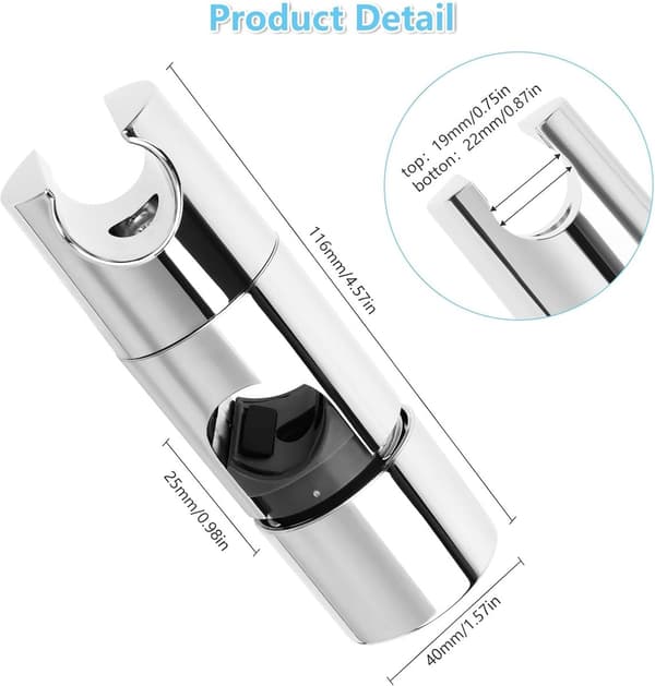 Justerbar dusjhåndtak for dusjslange - 18-25 mm diameter - Veggmontering