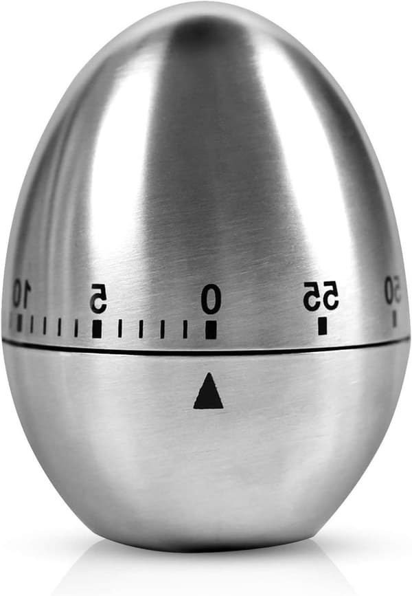 Eggtimer i rustfritt stål - Mekanisk kjøkkenverktøy med eggformet timer