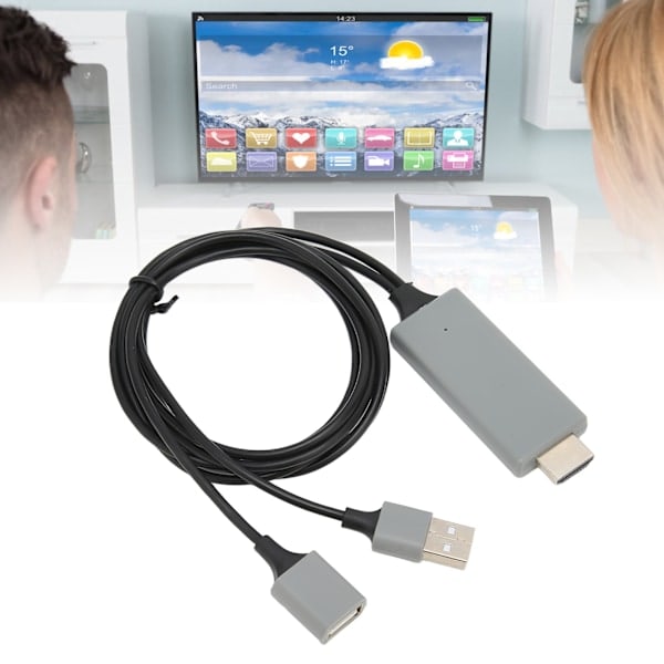 HDTV-kaapeliadapteri 1080P HD Multimedia Interface -kaapeliadapteri iPhonelle TV-näyttöön projektoriin Musta