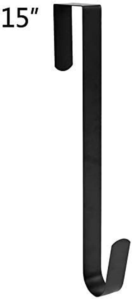 Kransekrog til hoveddør, 38 cm, robust stålkransekrog til døren, dørkrog (sort, 1 stk.)