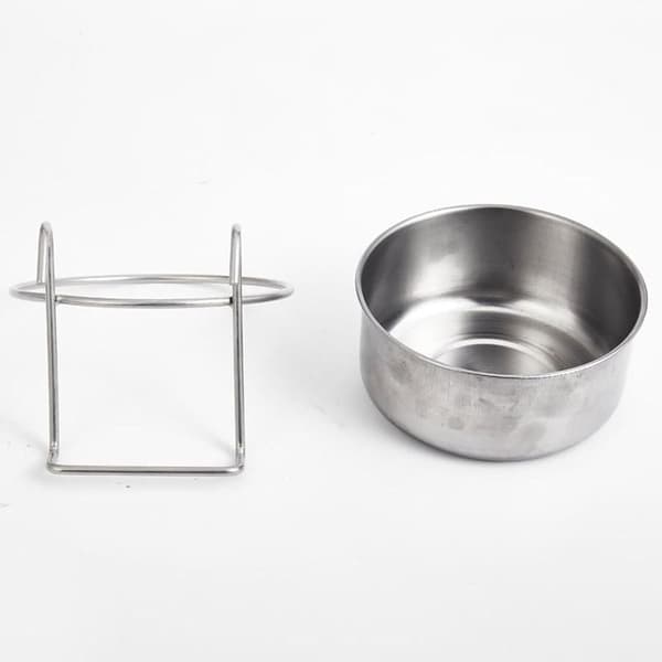 Rustfri stålskål med krog - 14*5,5 cm - 850 ml - Foder - Vandskål - Fuglefoderskål